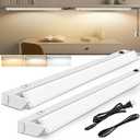 ALUSSO Under Cabinet Lighting, 24 Inch Linkable LED Under Cabinet Lights with Plug, 150° Swivel Light Bar, 3 Color Temperatures (3000/4000/6500), 16 W 1280 Lumen, for Kitchen Counter, Closet - 2 Pack