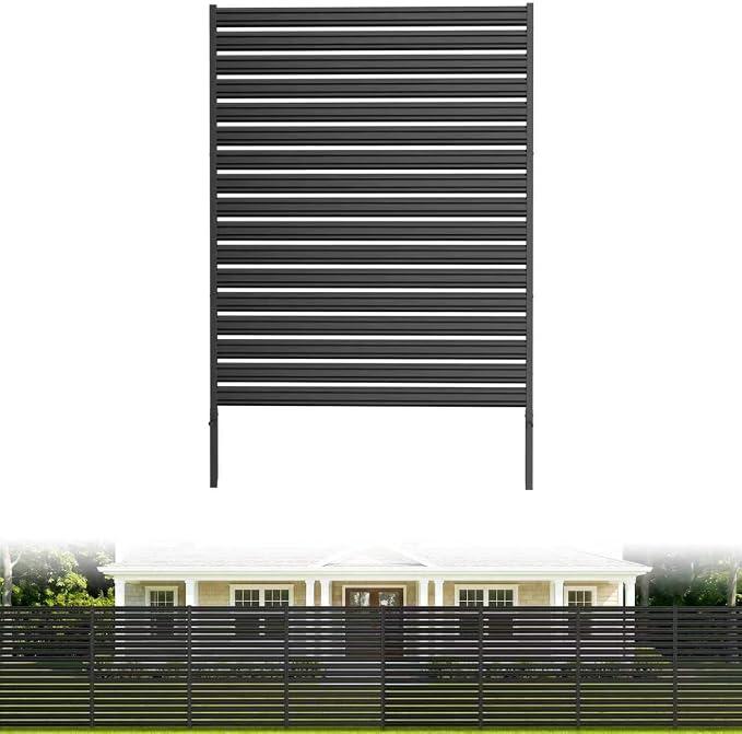 1 Panel No-Dig Metal Privacy Fence Screen, 60" H × 48" W Outdoor Air Conditioner Fence, Rustproof AC Unit Cover to Hide Trash Bins, Pool Equipment Enclosure, Decorative Garden, Patio & Backyard