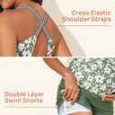 Summer Mae Maternity Two Piece Swimsuit Tankini High Waist Pregnancy Bathing Suit with Pockets Cross Back Swimwear (12, Garden Veil Bliss)