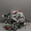 2.5FT Outdoor Pathway Christmas Tree Lighted Pre-Lit Snow Flocked Artificial Christmas Pine Trees Porch Small Xmas Tree Battery Lights with Red Berries, 8 Mode for Entrance,Grave (2PACK) (White)