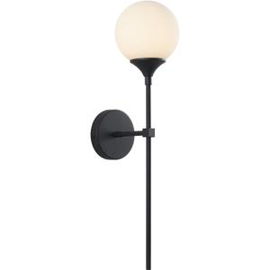 KCO Lighting Mid Century Modern Bathroom Wall Light Minimalist Black Slim Wall Sconces Milk Glass Globe Wall Sconce Industrial Wall Mounted Lamp Long Wall sconces Indoor