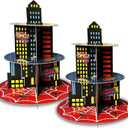 2 Pack Hero Birthday Party Supplies Cupcake Stands, 3-Tier Building Cardboard Cupcake Holder Dessert Display for Spider Birthday Party Decorations