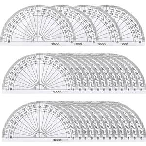 eBoot 28 Pack Clear 180 Degree Plastic Protractors for Angle Measurement, 10 cm