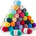 CRAFTISS 30 of 20g/0.7Oz Acrylic Yarn Mini Skeins - 1300 Yards of Soft Yarn for Crocheting and Knitting Craft Project, Assorted Starter Crochet Bulk Kit for Adults and Kids