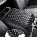 Center Console Cover for Ford F150 2015-2020, Armrest Cover for F250 F350 F450 2017-2022, Expedition 2018-2024, PU Leather Car Truck Interior Accessories Middle Console Cover, Bucket Seat