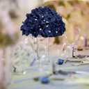 Hydrangea Flower Balls for Centerpieces - 12 PCS Artificial Floral Arrangement with Base, 8.27 Inch Diameter Fake Silk Kissing Ball for Wedding Table Home Party Decor - Navy Blue