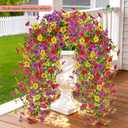 Der Rose UV Resistant Artificial Hanging Flowers for Outdoors, 2Pcs Silk Fake Dasiy Faux Hanging Flowers for Outdoor Planter Porch Balcony Yard Decor