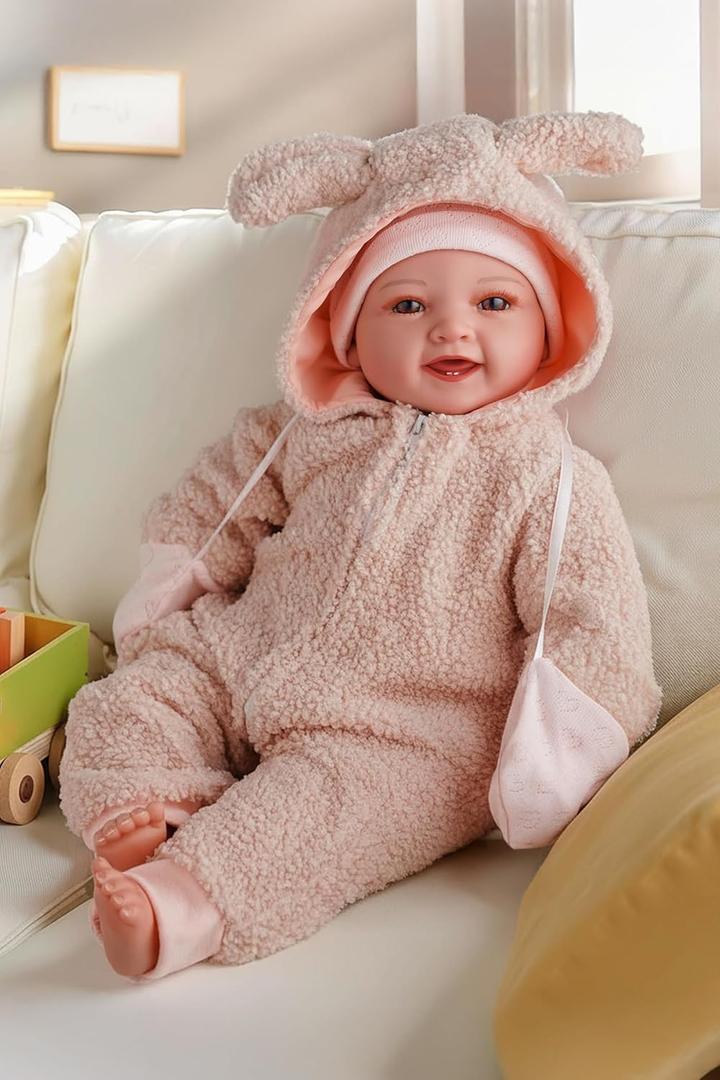 BABESIDE 15-Inch Lightweight Baby Doll with Baby Feeding Set  Easy to Hold with Cuddly Soft Body  Realistic First Doll Real Life Baby Girl for Kids 3+ Pretend Play