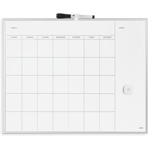 U Brands Magnetic Dry Erase Calendar White Board, 16" x 20", Silver Aluminum Frame, Includes Magnet and Marker