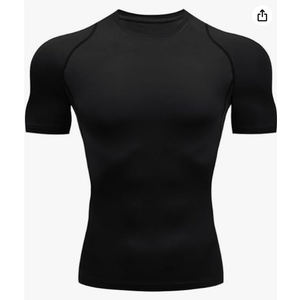 Raphin Men Compression Shirts,Cool Dry Short Sleeve Compression Shirts Sports T-Shirts Athletic Workout Shirt for Running Sports Fitness , Black M