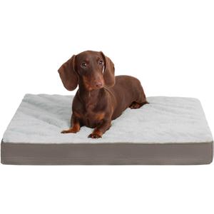 KSIIA Orthopedic Dog Crate Bed Waterproof Dog beds for Small Dogs Deluxe Plush Washable Pet Mat with Egg Crate Foam & Removable Cover, 21 x 13 Inch, Gray (Light Grey)