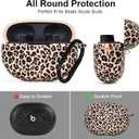 AIRSPO Case for Beats Studio Buds/Beats Studio Buds Plus Case Cover 2021/2023 Silicone Floral Printed Protective Beats Studio Buds Earbuds Headphones Case Cover Skin with Keychain (Khaki/Leopard)