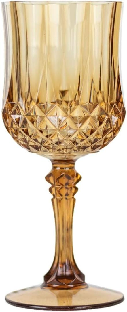 Plastic 24Pcs Rose Gold Wine Glasses，Cordial Goblet Glasses， Can be Used for WeddingsGold, 24Pcs