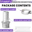 Stainless Steel Barbed Hose Fittings, 1" Hose Barb to 1" Male NPT Home Brew Fitting Water Fuel Air, Hose Barb Fittings Air Hose Repair Kit, Barbed Adapter with Hose Clamp, 9PCS