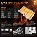 Upgraded Dryer Heating Element Kit for Speed Queen Dryer Parts Replaces 503978 964p3 510329 61928 Heating Element, for Maytag Speed Queen Dryer Parts ADE3SRGS173TW01 ADE3LRGS171TW01