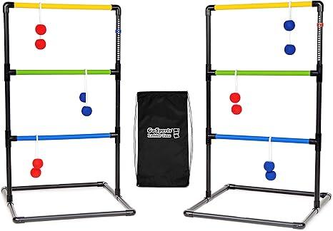 GoSports Ladder Toss Indoor & Outdoor Game Set with 6 Soft Rubber Bolo Balls and Travel Carrying Case - Choose Pro or Classic