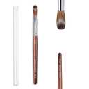 Modelones Kolinsky Acrylic Nail Brush Pure Kolinsky Hair Acrylic Red Wood Handle with Sturdy Alloy Tube Round Shaped Professional Nail Brushes Manicure Tool Salon DIY (Size 12#)