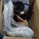 Shintenchi Bar Stools Set of 2 Modern Swivel Bar Chairs, Counter Height Faux Leather Metal Barstools, Upholstered Island Chairs with Back and Footrest, Beige, 16"D x 16"W x 42.9"H