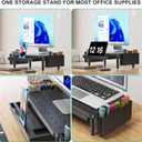 WALI Computer Monitor Stand with Storage, Desk Organizer with Drawer and Pen Holder, Desk Monitor Riser 3 Height Adjustable, Laptop Riser for Computer, Laptop, Printer(PTT003-B), 1 Pack, Black