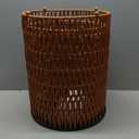 HMVPL Outdoor Side End Table with Dimmable Light Remote Control,2-Pack Small Round Patio Table with Timing Light,Outside Plastic Rattan Accent Bistro Desk for Poolside Backyard Balcony Gazebo Indoor