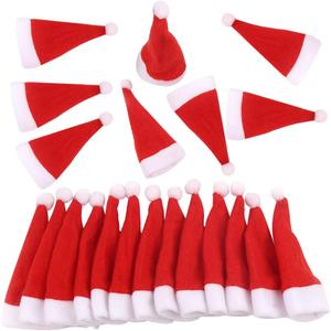 2 x FINGOOO Mini Red Santa Hats,30 Pieces Christmas Hat for Crafts 2.8 x 5 Small Santa Hats for Xmas Party Table Dinner Decorations