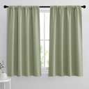 RYB HOME Room Darkening Kitchen Curtains 45 inch Length, Durable Privacy Window Drapes Thermal Insulated Panels Farmhouse Decor for Bedroom Studio Bathroom, W 42 x L 45 inches, Set of 2, Sage Green