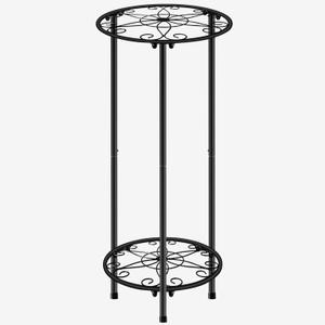 CASIMR Plant Stand Indoor Outdoor, Metal Rustproof Flower Shelf 2 Tier 23.9 inch, Tall Multiple Plant Pot Holder Rack for Garden Patio Living Room Corner Balcony, Black