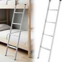 JY PERFORMANCE RV Bunk Bed Ladder, 55 Inch Anti-Slip Aluminum Bunk Ladder, Heavy Duty 330 lbs Max Capacity, Extra Wide Foot Steps, Integrated Hooks for Camper Motorhome Trailer, White