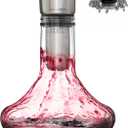 Gusto Nostro Crystal Wine Decanter with Aerator Pourer - Premium Hand-blown Lead-free Glass Wine Decanter Set for Red Wines - Carafe with Lid Filter for Smooth Pouring - Stainless Steel Spout Included