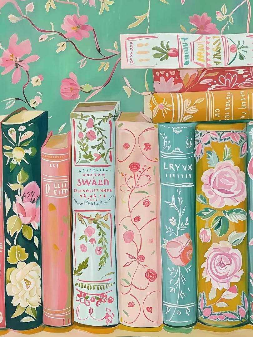 CSZPPQAF Paint by Number Kit for Adults, Book Flower Paint by Number Kits on Canvas, DIY Color Oil Painting for Home Wall Decor 12X16inch