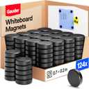 GAUDER Magnets for Whiteboard, Fridge & Bulletin Board - Strong Round Magnetic Discs - Black Magnets for Crafts (124 Pieces - 0.7" x 0.2")