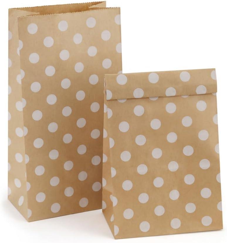 BagDream Paper Lunch Bags 4lb 100Pcs Kraft Brown Snack Bags Bulk, for Craft, Lunch, Bread, Sandwich, Candy, Treats, 5x2.95x9.45 Inches Recyclable Brown Small Paper Sacks White Dot