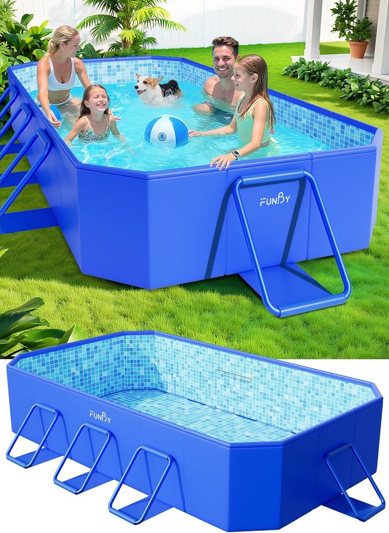 Foldable Pool, Foldable Swimming Pools, Large Folding Pools for Adults, Non-Inflatable Pool,Oversize Thickened Collapsible Pool, Kids Pools for Backyard,Mosaic Design 90"x48"x20"-Blue