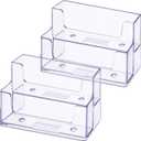 2 Pieces Clear Business Card Holder 2 Tiers Plastic Card Stand Organizer Card Holder Display for Home Office, 120 Cards Capacity