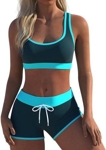 Wenly zeng Womens Sport Two Piece Swimsuits Racerback Tops Boyshort Bottom XS