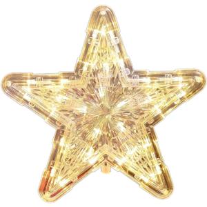 Lighted Gold Christmas Star Tree Topper - 9" Plug in Twinkly Tree Star with 30 LED Lights, No-Wobble Tree Topper Stabilizer Holder Include, Tree Top for Indoor Outdoor Christmas Decorations