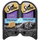 Sheba Perfect Portions Wet Cat Food Pate Tender White Fish and Tuna Entree, 2.6 oz. Twin-Pack Trays, Best By: 07/19/2027