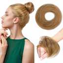 Human Hair Messy Bun, 100% Real Hair Bun Extensions for Women,Natural Wavy,1 Count,#-12 Golden Brown