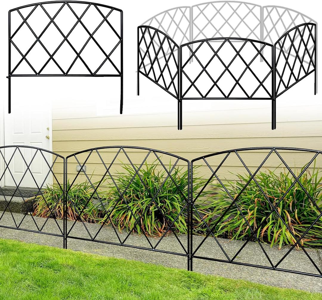 Decorative Garden Fence 24 in H x 24 in W (5 Panels, Total Length 10 ft) Rustproof Metal No Dig Fencing Animal Barrier Fence, Outdoor Border for Dog, Yard, Patio, Flower, Bed, count of 5