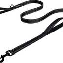Heavy Duty Dog Leash - 2 Handles by Padded Traffic Handle for Extra Control, 6foot Long - Perfect for Medium to Large Dogs (6 ft, Black)