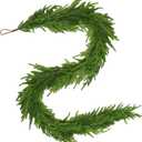 6 Ft Christmas Norfolk Pine Garland Real Touch Artificial Faux Greenery Christmas Garland Decorations for Home Fireplace Mantle Table Stairs Door Indoor Outdoor Holiday Decor