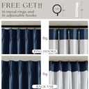 Navy Blue Pinch Pleated Full Blackout Curtains Linen Blend Room Darkening Window Curtains 80 Inch for Living Room Bedroom Thermal Insulated Back Tab Pinch Pleat Drapes with Hooks Rings 2 Panels