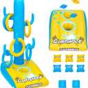 2in1 Cornhole, 6 Bean Bags & Ring Toss with Anchor Bags, Inflatable Cornhole Pool Game Floating, Pool Toys for Adults Teens and Family (yellow)