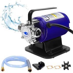 Water Transfer 115V 1/10HP Electric Utility Pump with Inline Hose Kit,330GPH Portable Pool Drain Self Priming Pump for Removing Water from Garden,Hot Tub,Heater,Rain Barrel, Aquariums, etc