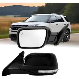 Driver Side Mirror Compatible with Ford Explorer 2011-2019 with Blind Spot Light Turn Signal Light Puddle Light Heated Power Glass Power Folding with Memory 14 Pins Replace GB5Z17683