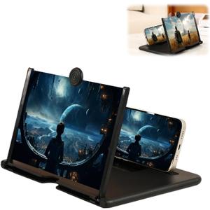 Screen Magnifier Version, 2026 New 3D HD Foldable Amplifier Phone Stand with Adjustable Angle Gift for Mom Dad Family Portable Universal Enlarger Movies Gaming Video (Black, 10 inch)