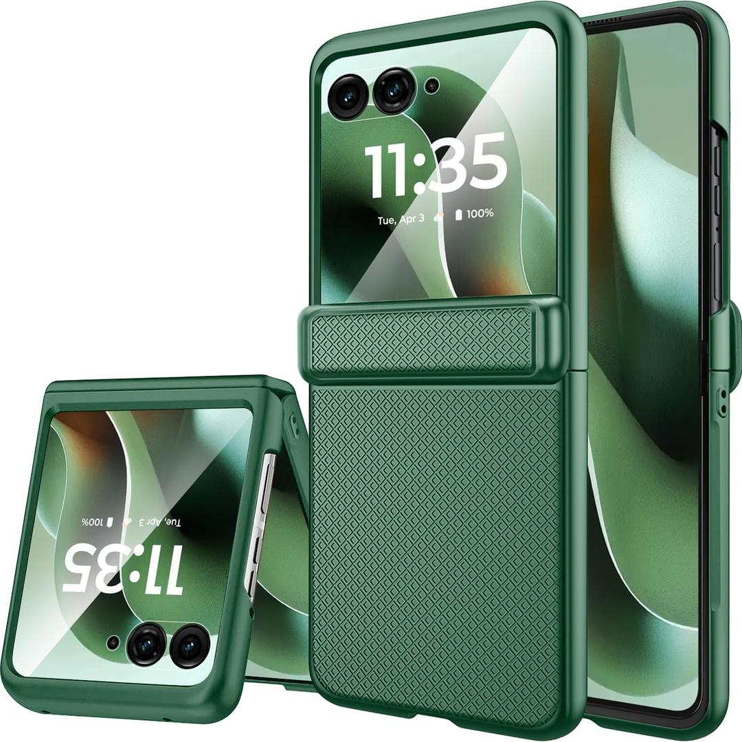 Miimall Slim for 2025 Moto Razr Ultra Case Hinge Protection,[Screen Protector][Military Grade Shockproof] Hard Rugged Heavy Duty Full Body Grip Non-Slip Cover,Razr Ultra 2025 Phone Case Hinge,Green