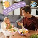 Domensi 3 Sets Kids Porcelain Plates with Silicone Sleeves 8.2 Inch Divided Porcelain Plate Toddler White Suction Dishes for Baby Troubleless Eating Microwave Dishwasher Safe (Classic)