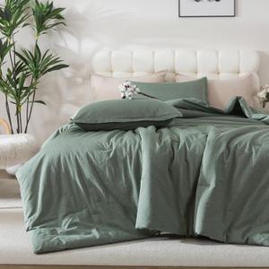 Caressma Comforter Set Twin Size Olive Green, 100% Cotton Bedding Comforter Set, Breathable Soft Comforter (68"x90") for All Seasons with Pillowsham