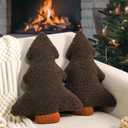 Christmas Pillows, Decorative Christmas Tree Pillow Set of 2 Stuffed Tree Shaped Plush Pillow for Holiday Party Sofa Living Room Decoration 